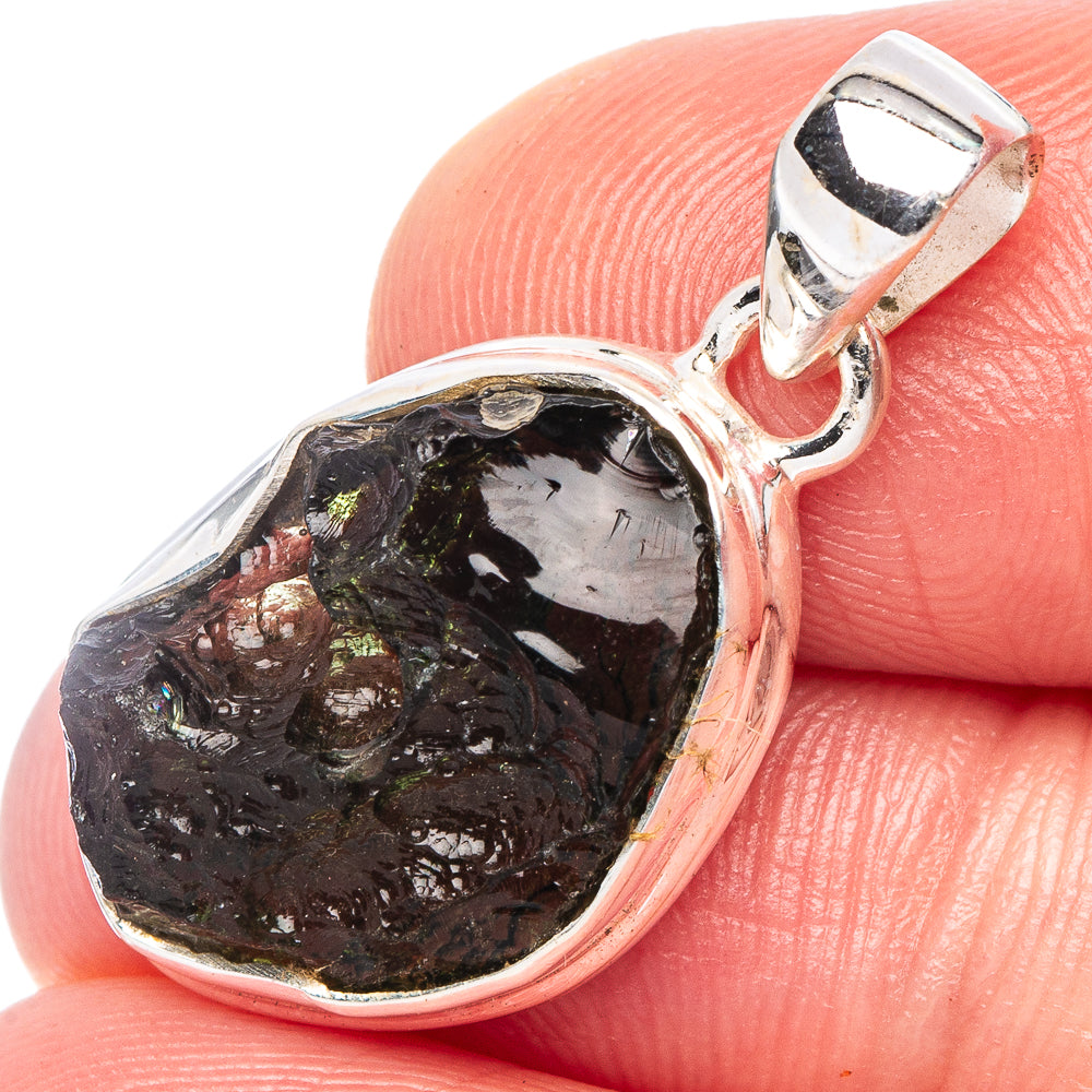 Rare Moldavite Pendant 1 1/8" (925 Sterling Silver) P44266