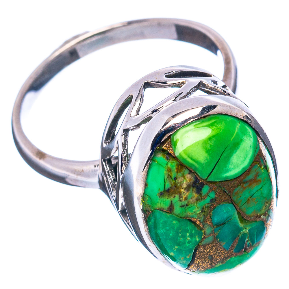 Green Copper Turquoise Ring Size 7.75 (.925 Sterling Silver)