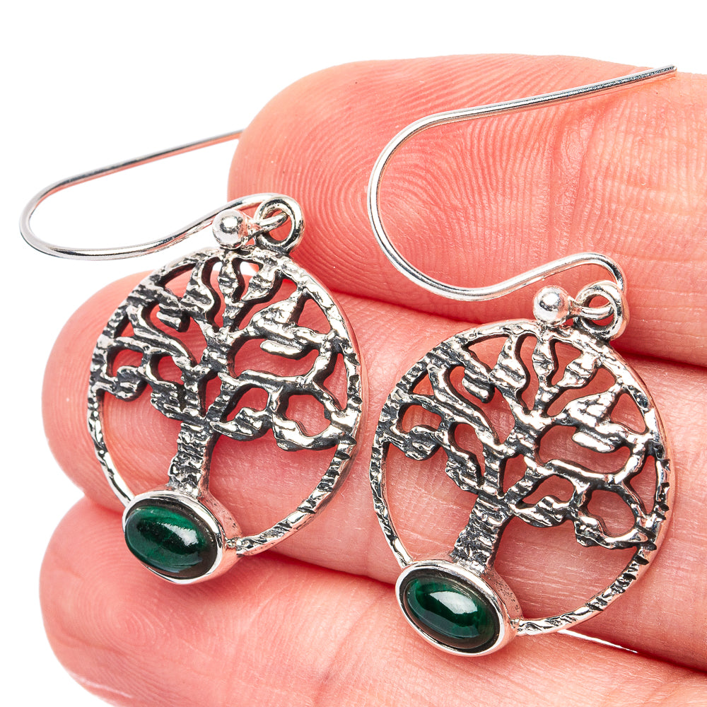 Malachite Earrings 1 3/8" (925 Sterling Silver) E2947