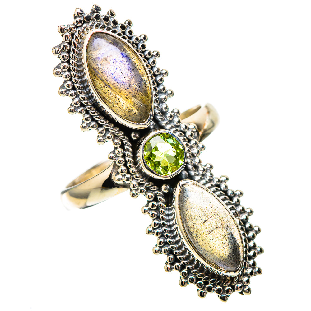Large Labradorite, Peridot Ring Size 9 (925 Sterling Silver) RING137991