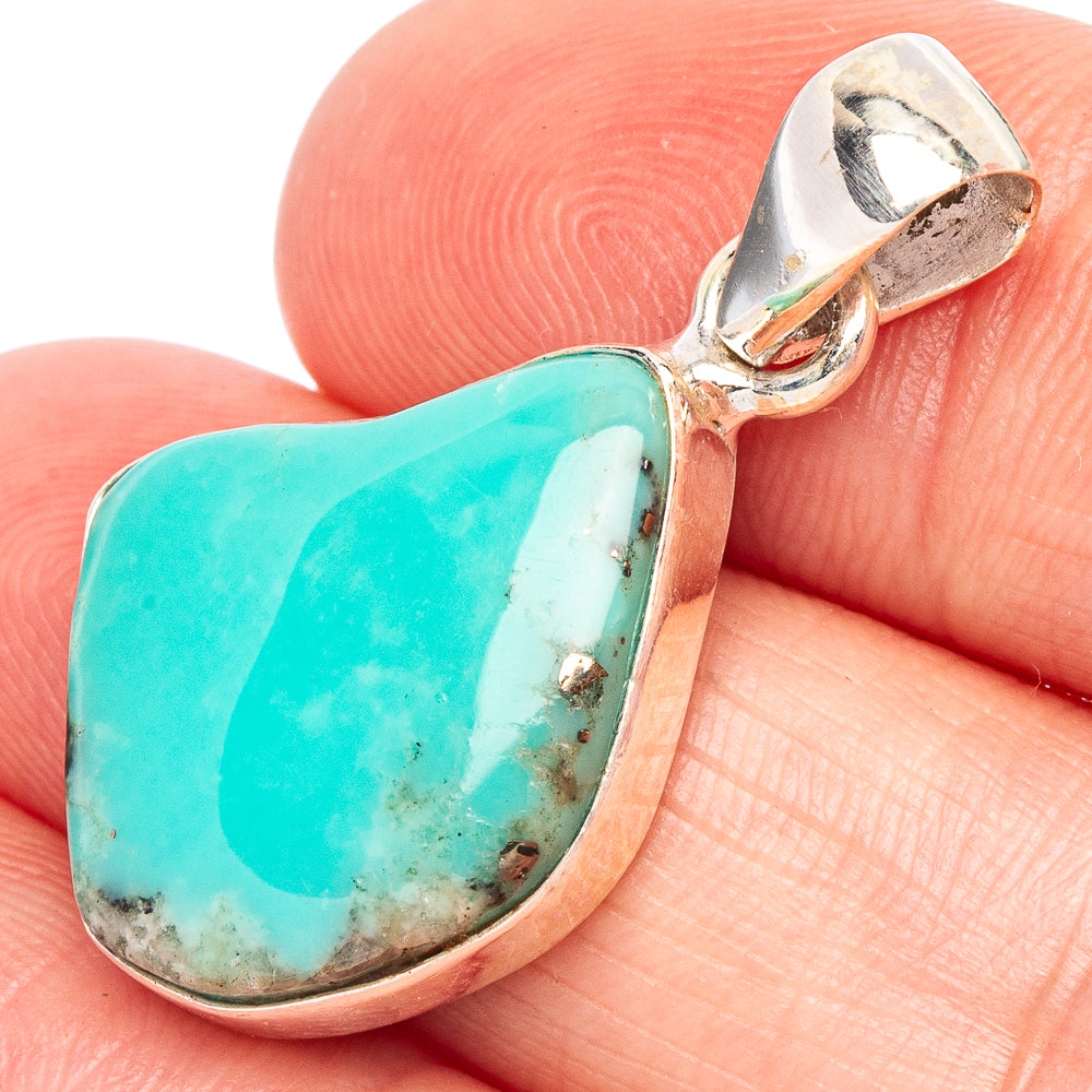 Rare Kingman Turquoise Pendant 1 1/4" (925 Sterling Silver) P44704