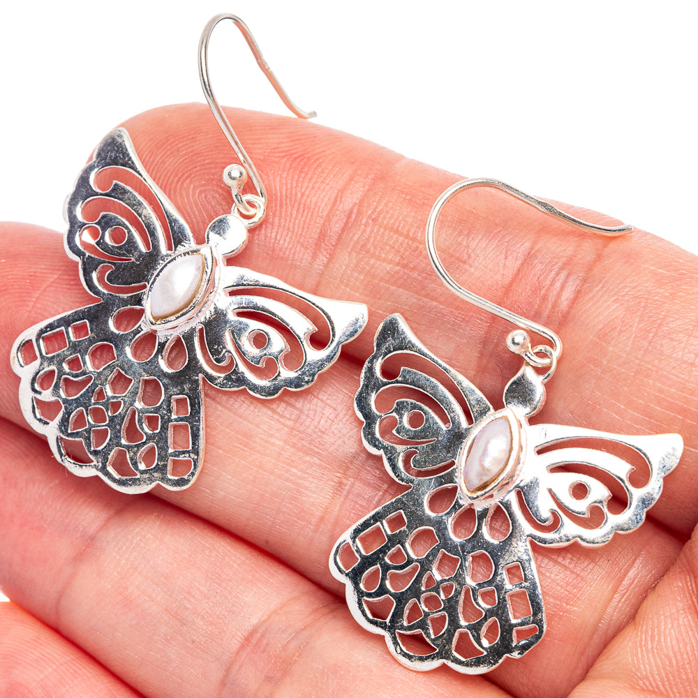 Cultured Pearl Angel Earrings 1 5/8" (925 Sterling Silver) E433381