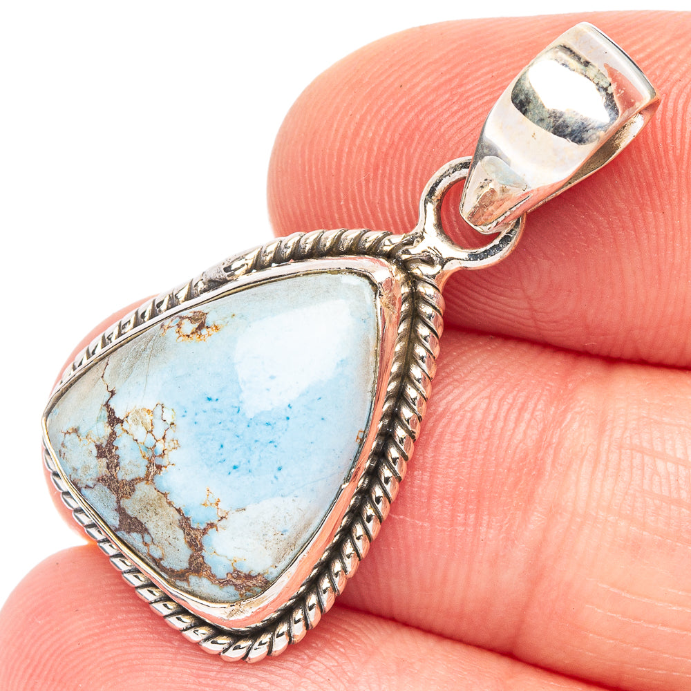 Rare Golden Hills Turquoise Pendant 1 1/4" (925 Sterling Silver) P44781
