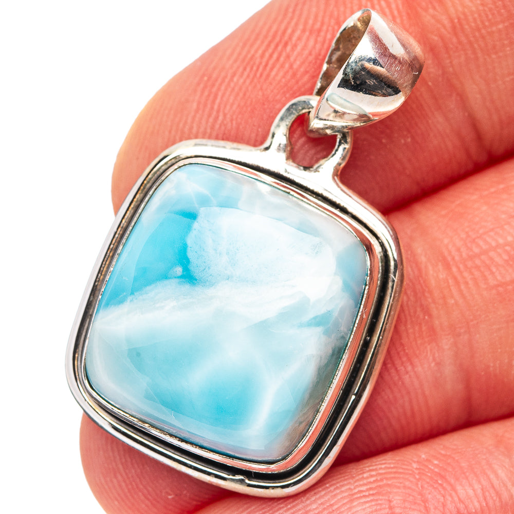 Premium Larimar Pendant 1 1/4" (.925 Sterling Silver)