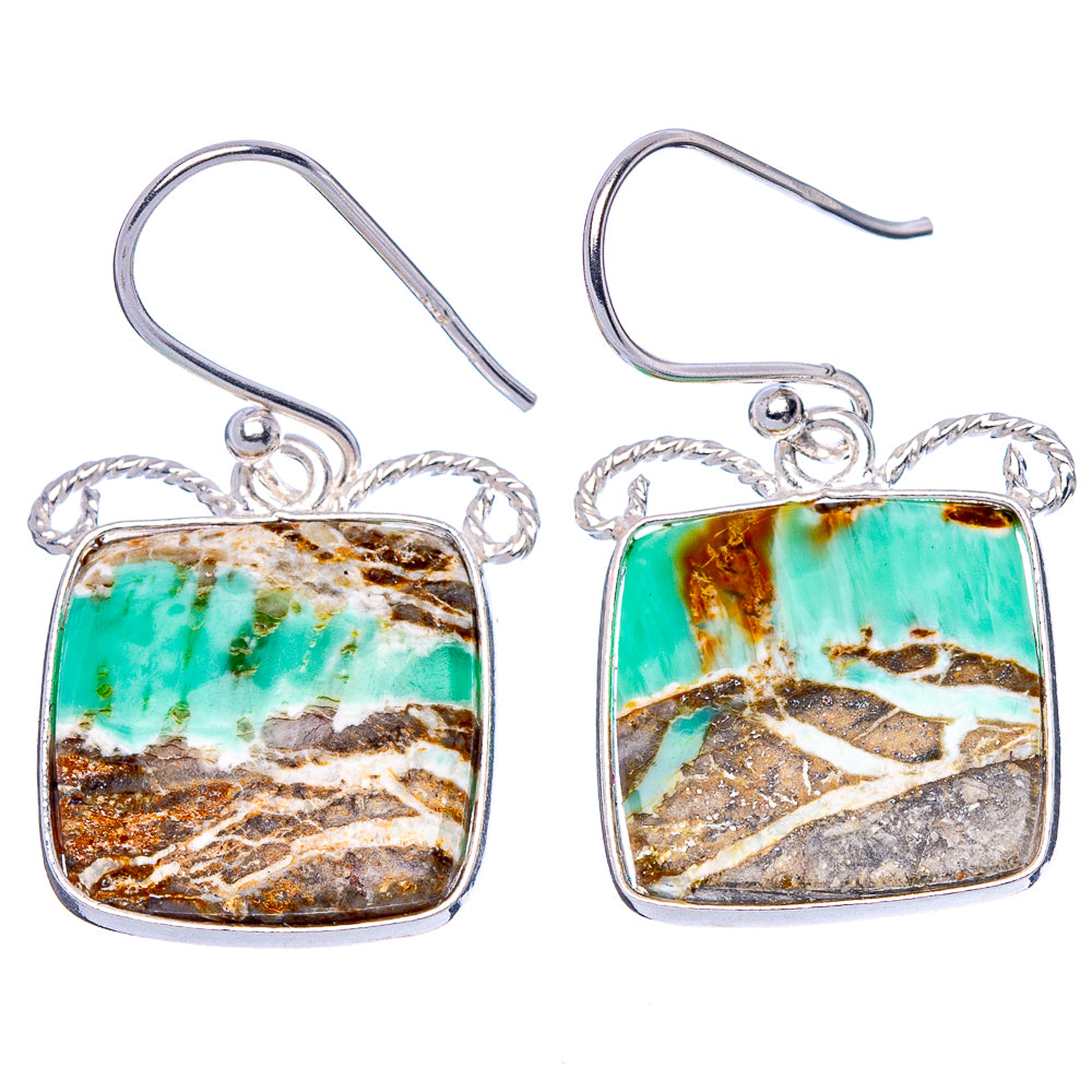Boulder Chrysoprase Earrings 1 1/4" (925 Sterling Silver) E1755