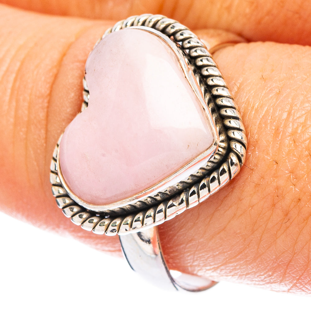 Pink Opal Heart Ring Size 9.75 (925 Sterling Silver) R4981