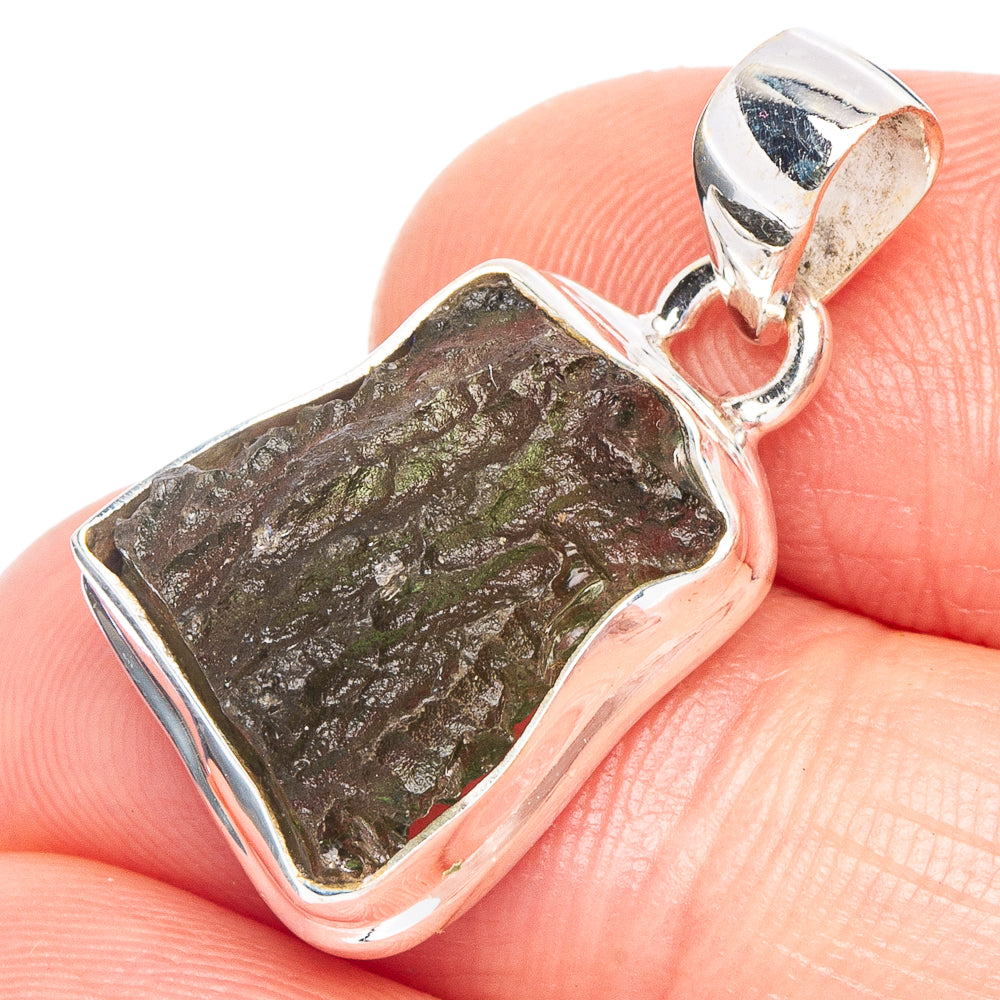 Rare Moldavite Pendant 1" (925 Sterling Silver) P43936