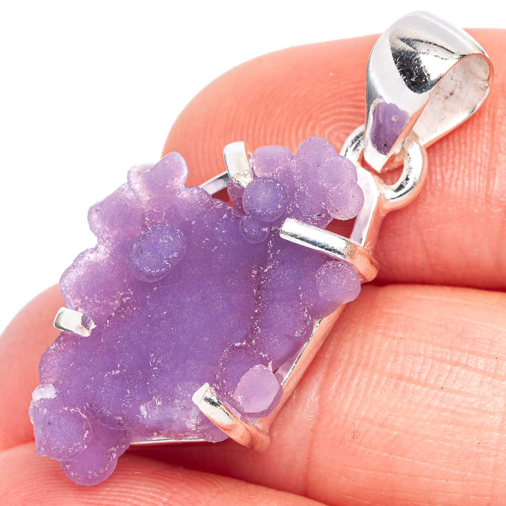 Rare Grape Chalcedony Pendant 1 3/8" (925 Sterling Silver) P41520