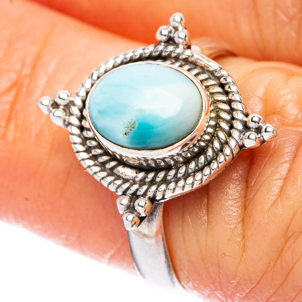 Larimar Dainty Ring Size 6 (925 Sterling Silver) R3413