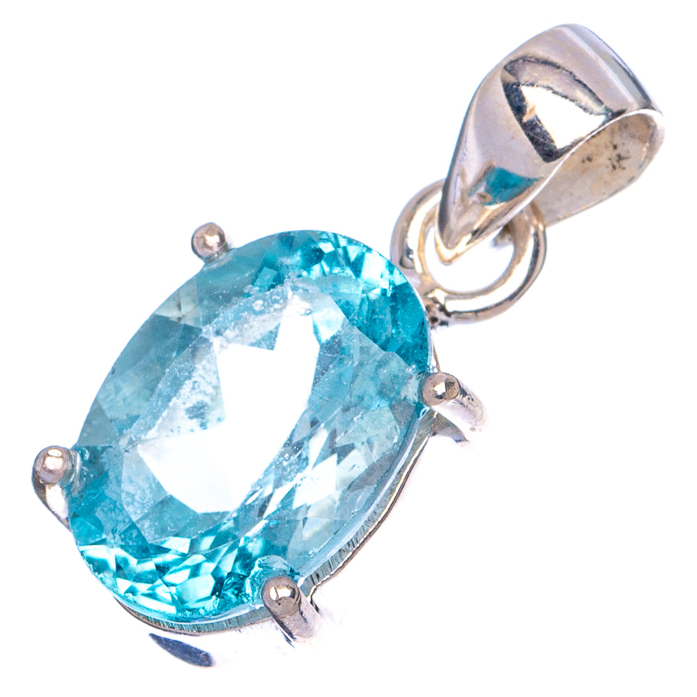 Faceted Blue Topaz Pendant 1" (.925 Sterling Silver)