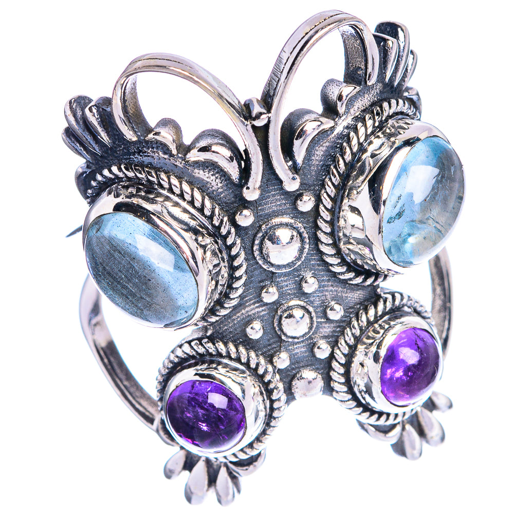 Large Aquamarine, Amethyst Ring Size 8.75 (925 Sterling Silver) R144371