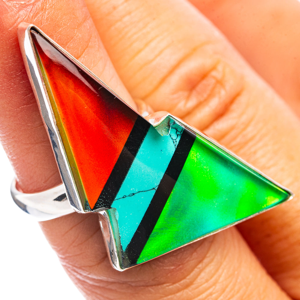 Premium Aura Opal Bolt Ring Size 6 (.925 Sterling Silver)