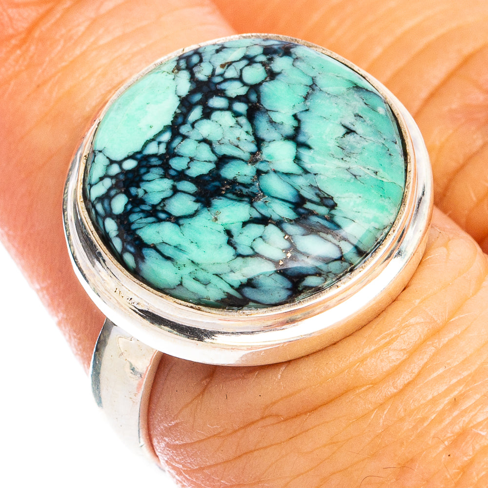 Rare Black Bridge Variscite Ring Size 7.5 (925 Sterling Silver) R8366