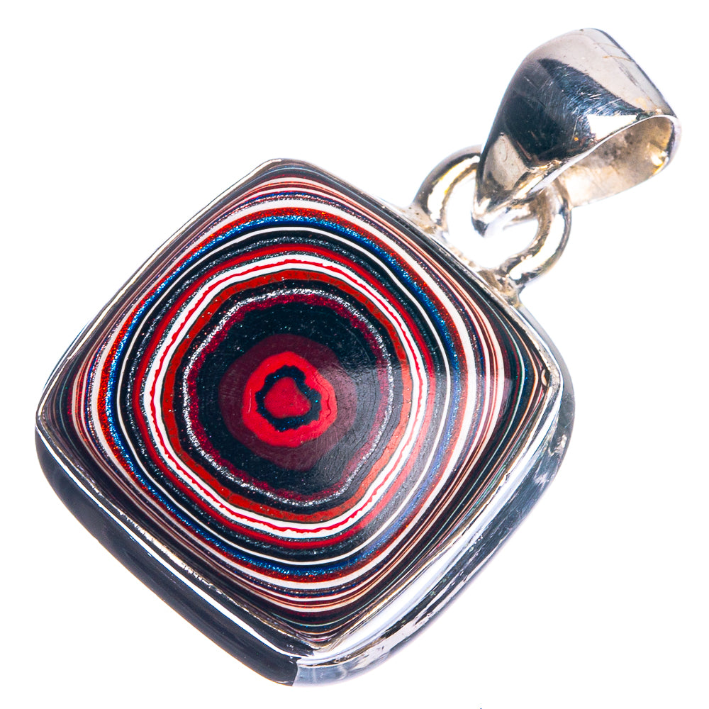 Fordite 925 Sterling Silver Pendant 1 1/8"