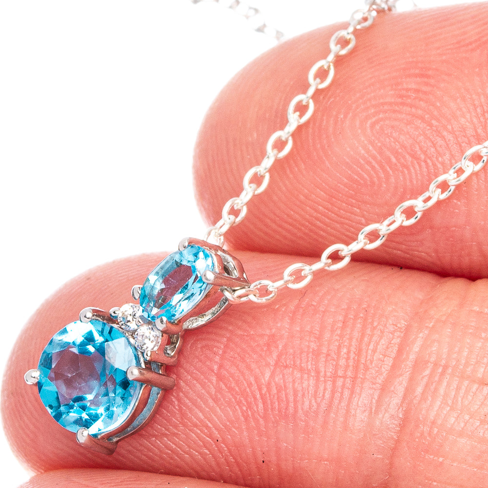Blue Topaz Necklace 18" (925 Sterling Silver) N90034