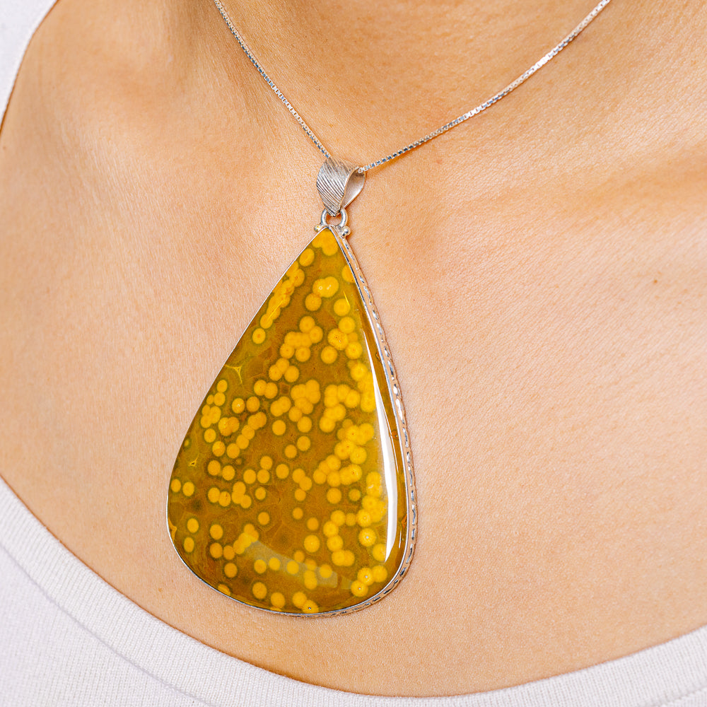 Gigantic Ocean Jasper Pendant 3 3/4" (.925 Sterling Silver)