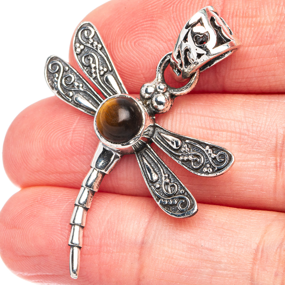 Tiger Eye Dragonfly Pendant 1 5/8" (925 Sterling Silver) P45424