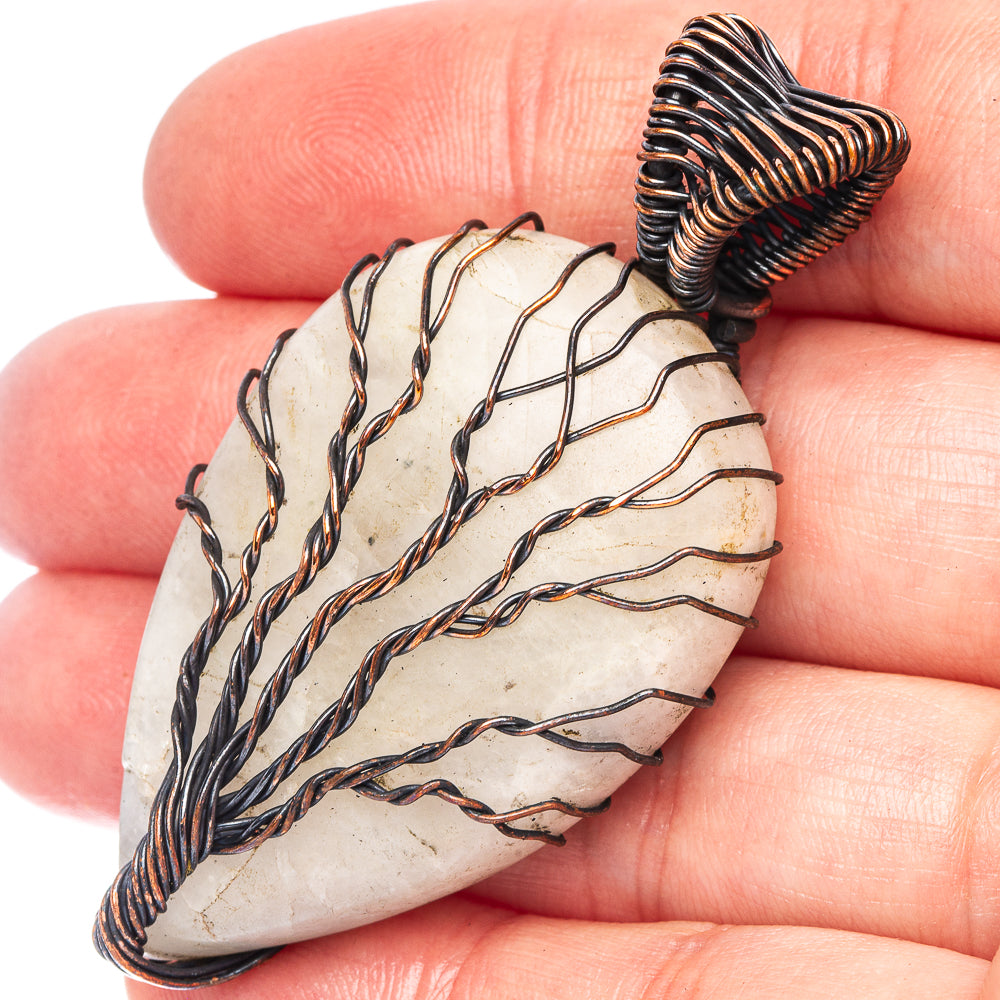 White Quartz Tree of Life Pendant 2 1/4" (Oxidized Copper)
