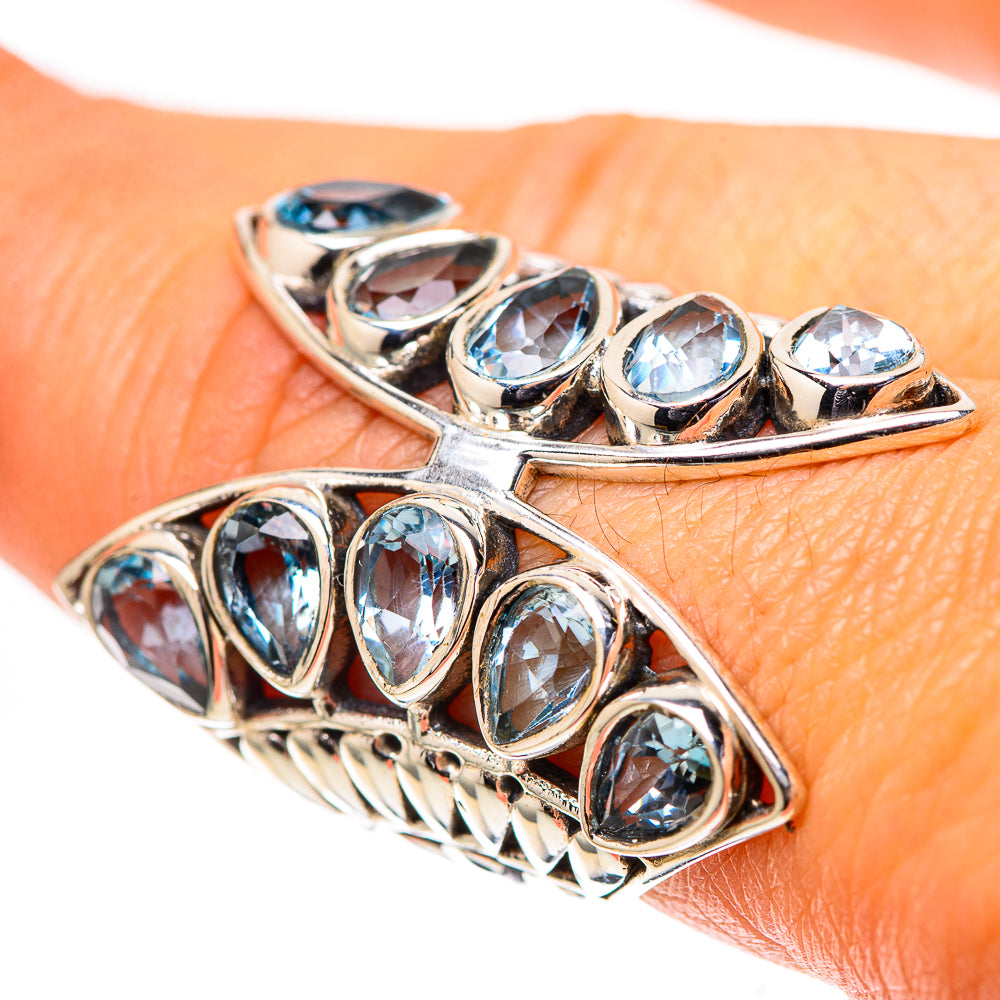 Large Blue Topaz Ring Size 7.75 (925 Sterling Silver) RING138612