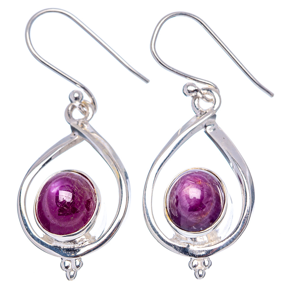 Premium Burmese Star Ruby Earrings 1 3/8" (.925 Sterling Silver)