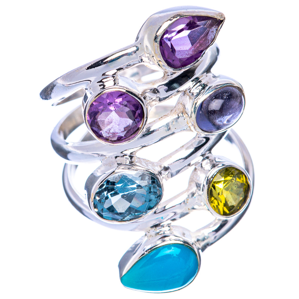 Large Amethyst, Tanzanite, Blue Topaz, Peridot, Sleeping Beauty Turquoise Ring Size 6 (925 Sterling Silver) R144810