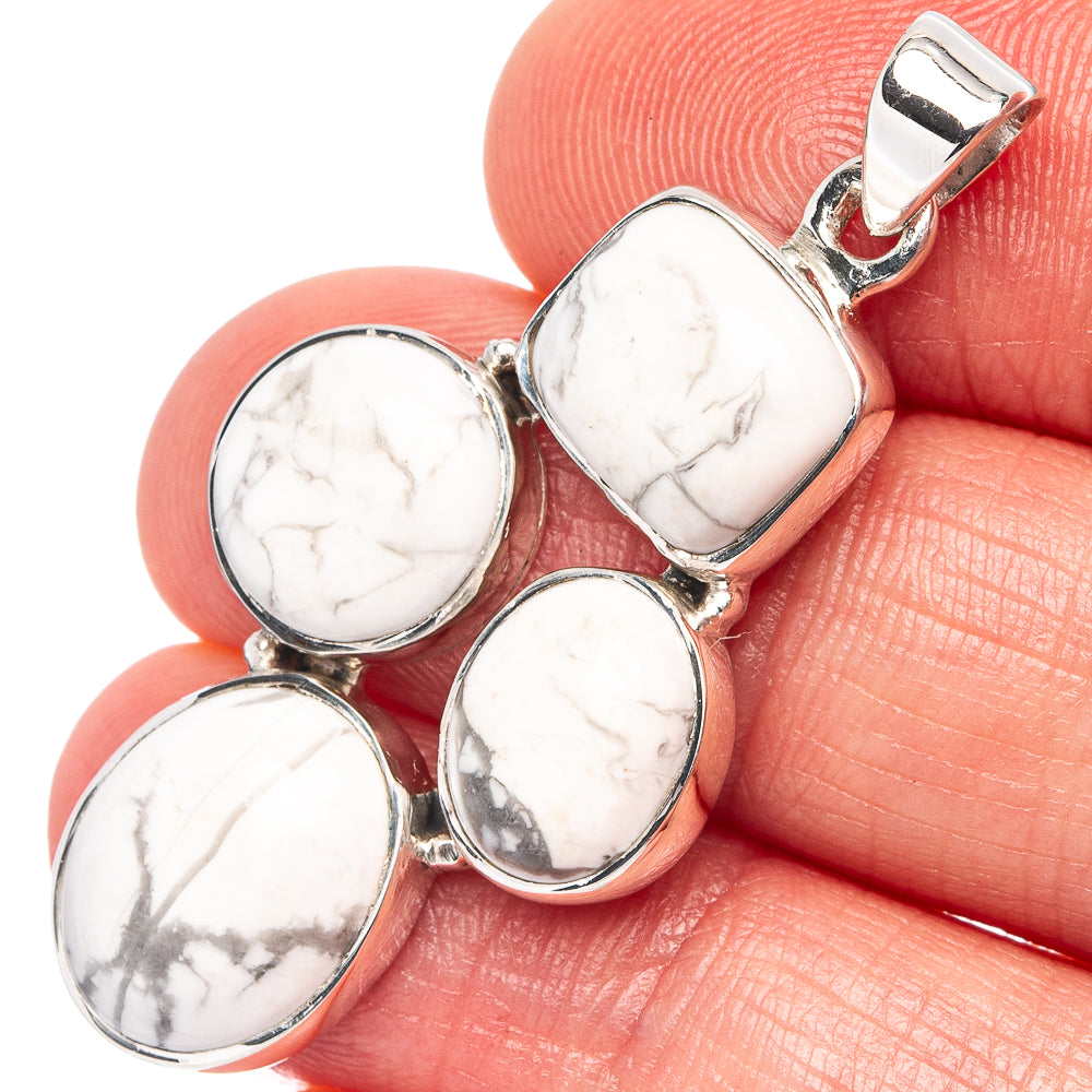 Premium Howlite Pendant 1 5/8" (.925 Sterling Silver)