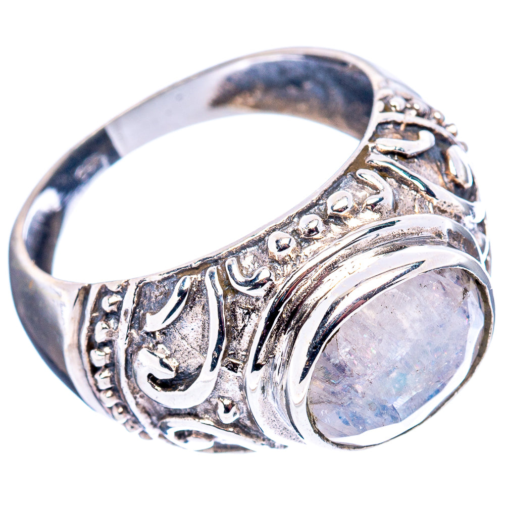 Rainbow Moonstone Filigree Style Ring Size 7 (.925 Sterling Silver)