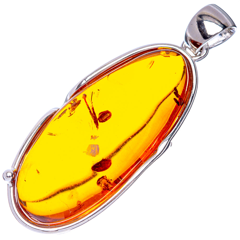 Anasilvercos Baltic Amber Pendant 2 1/4" (925 Sterlnig Silver)