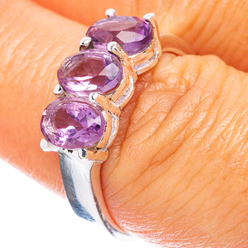 Faceted Amethyst Dainty Ring Size 7.75 (925 Sterling Silver) R5194
