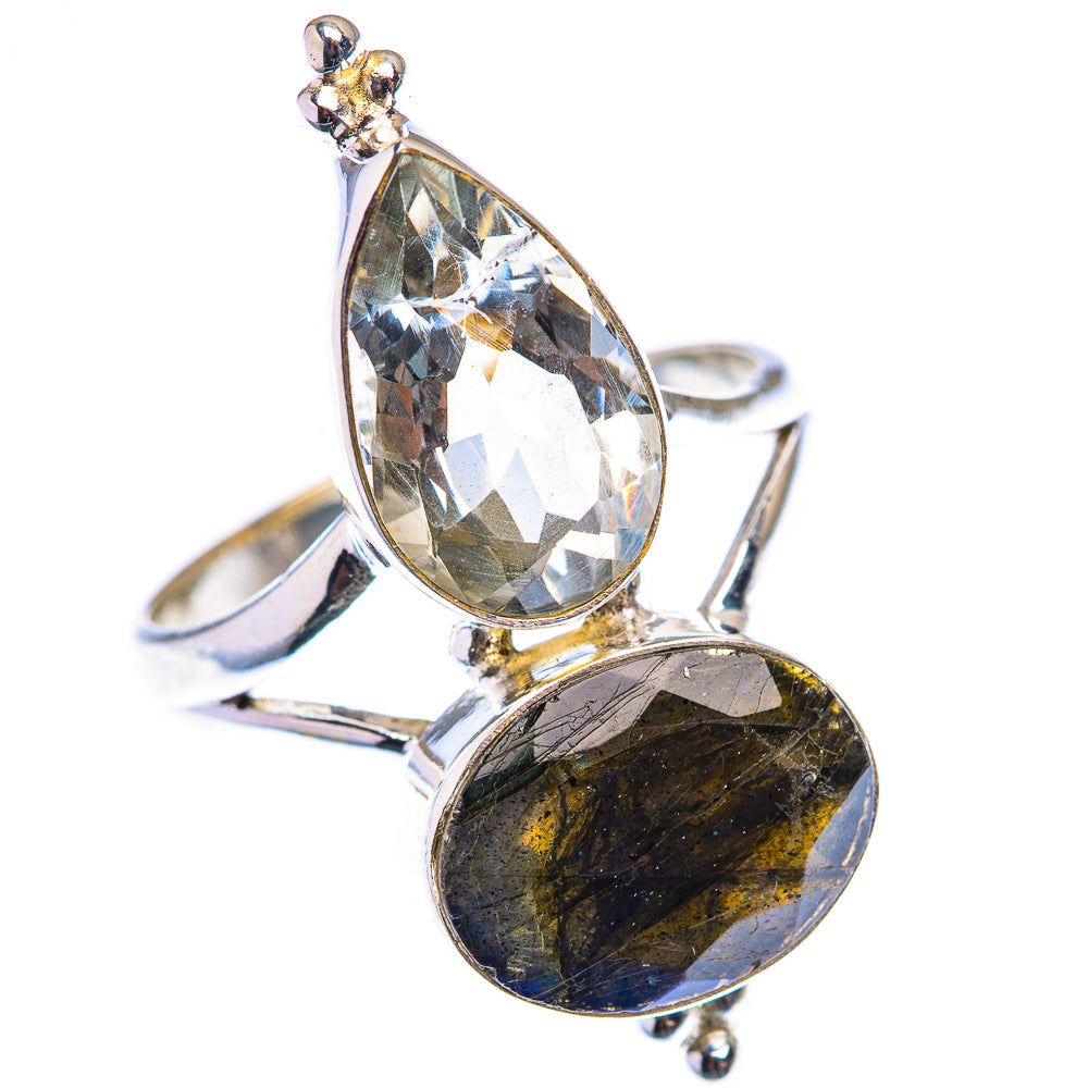 Large Labradorite, White Quartz Ring Size 11 (925 Sterling Silver) RING140053