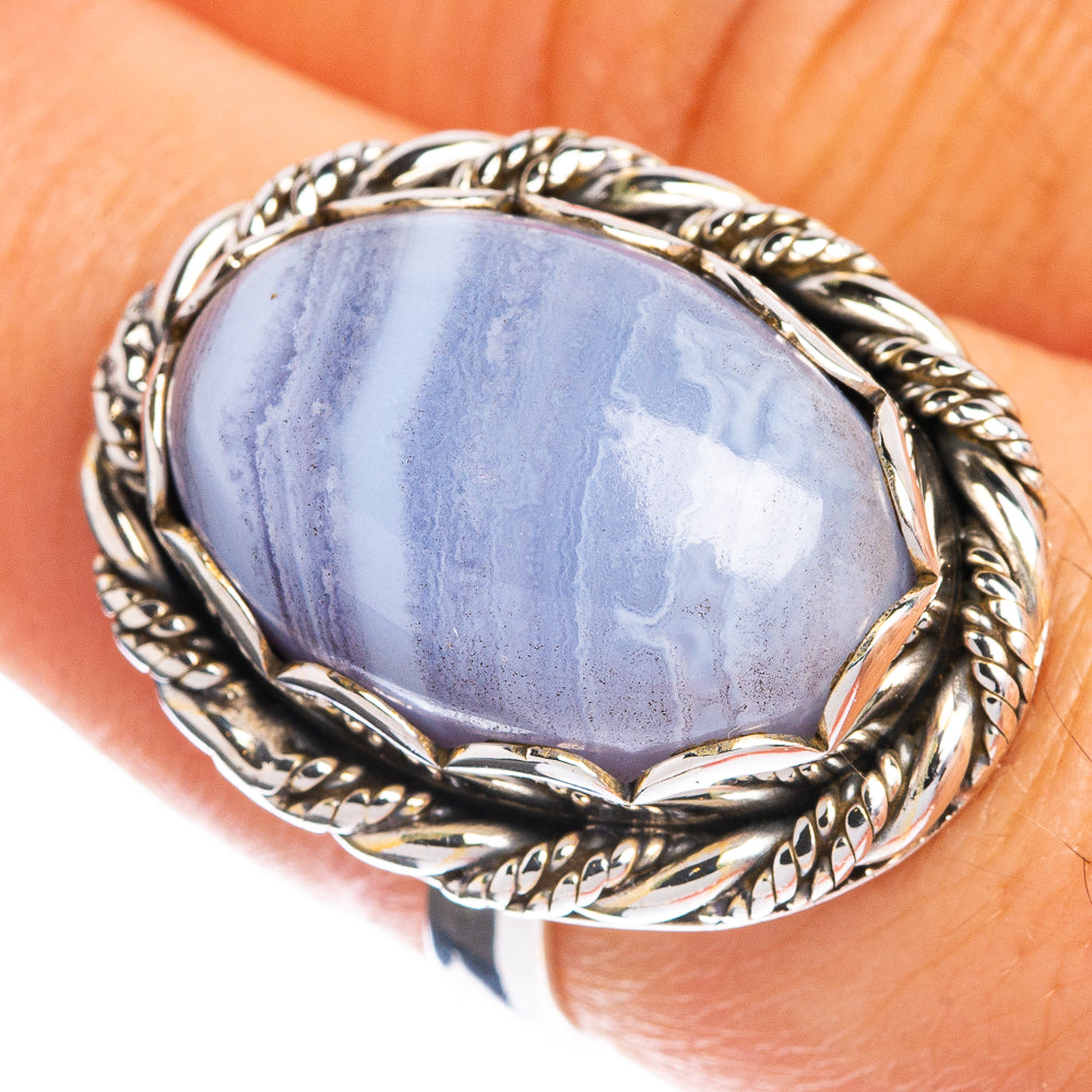 Blue Lace Agate Ring Size 7.25 (925 Sterling Silver) R144275