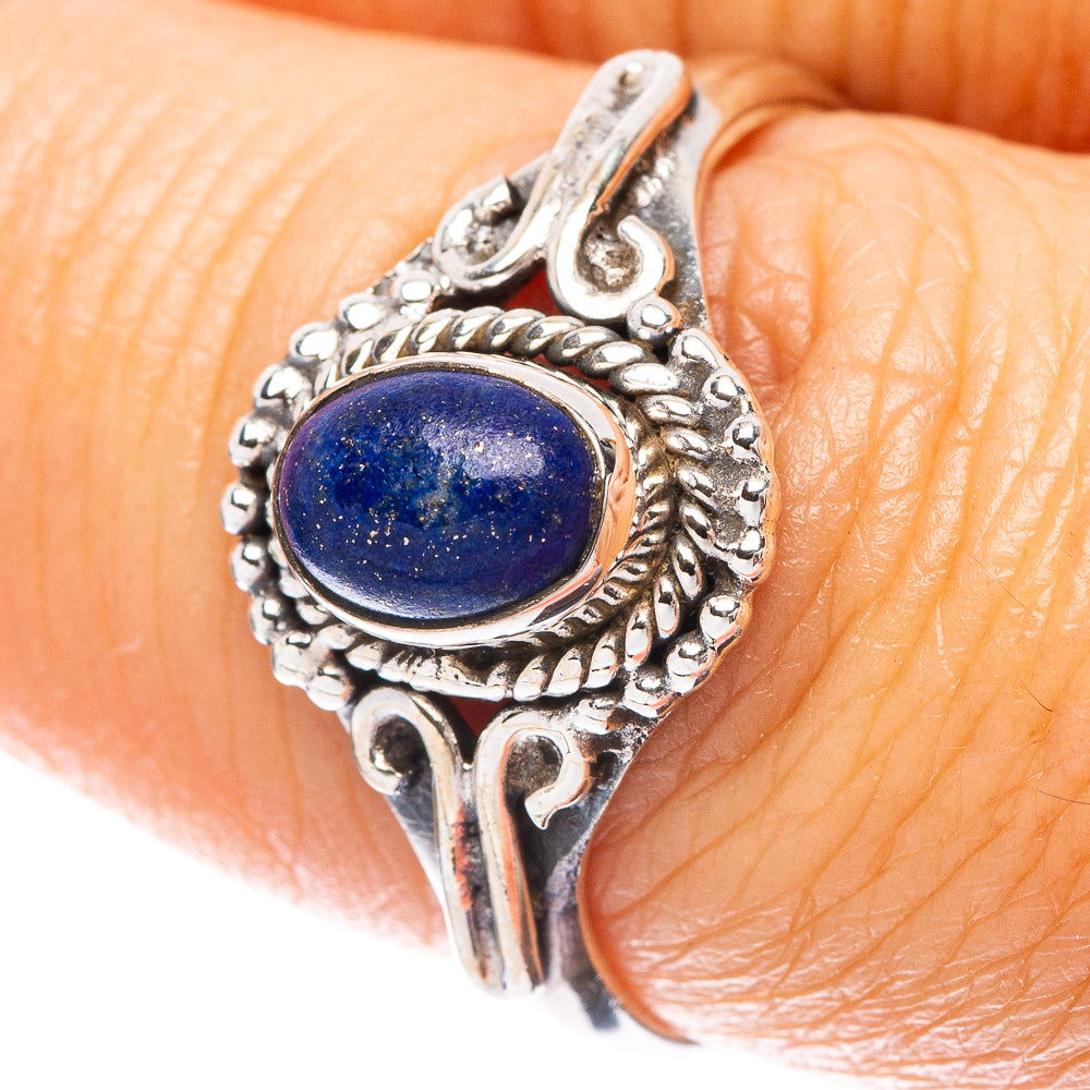 Lapis Lazuli Dainty Ring Size 7.75 (925 Sterling Silver) R5940