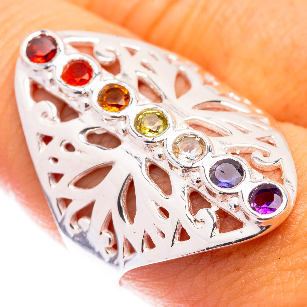 Rainbow Chakra Ring Size 8.75 (925 Sterling Silver) R141295