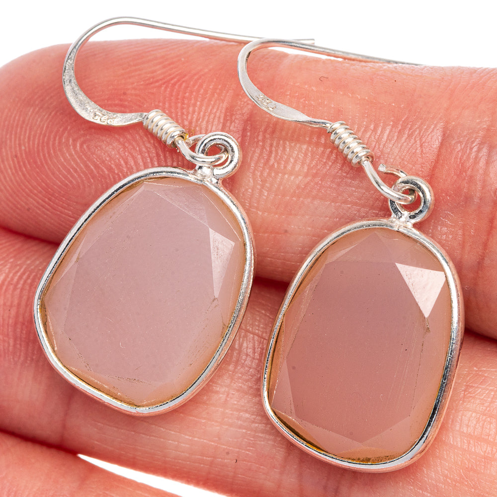Rose Quartz Earrings 1 3/8" (925 Sterling Silver) E1045
