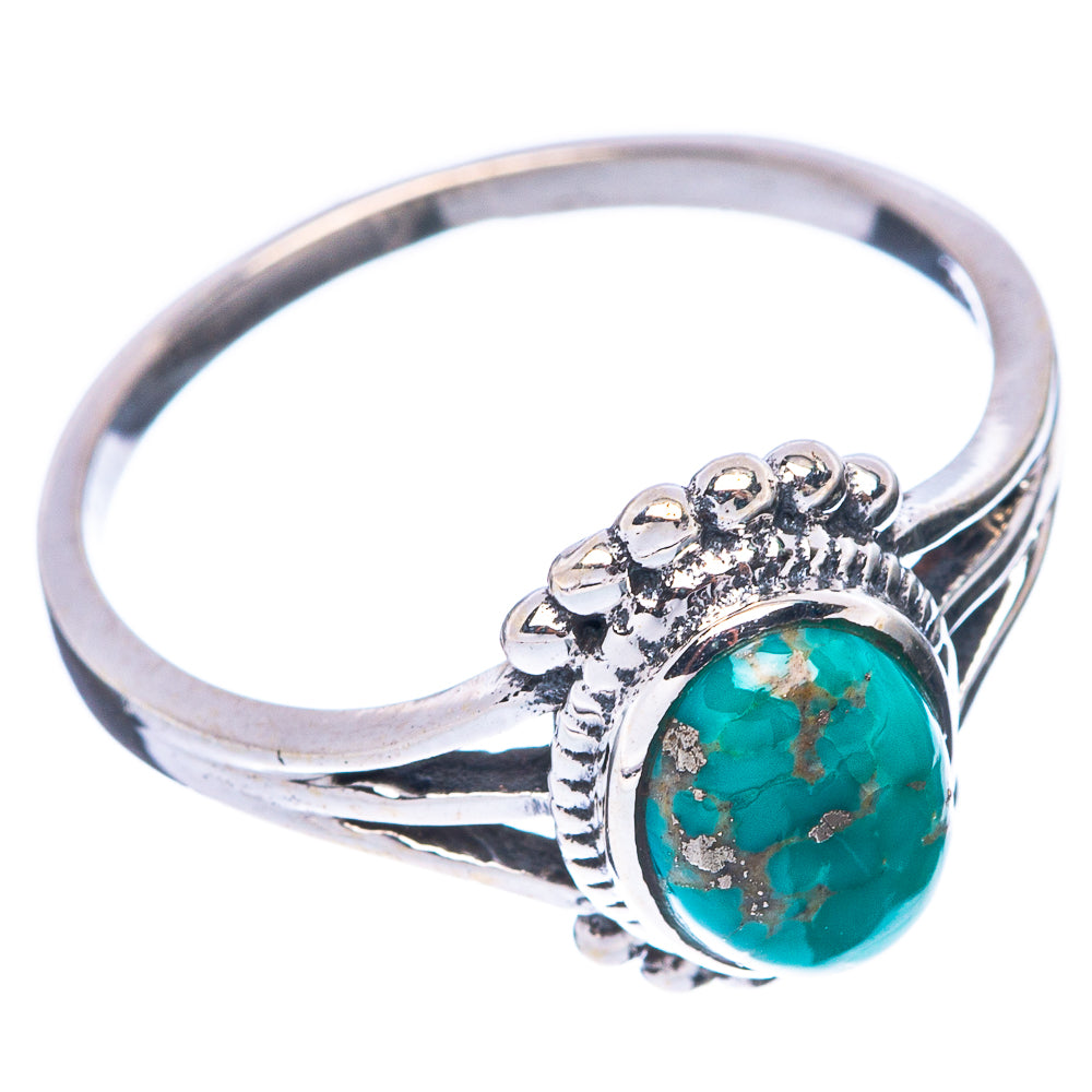 Tibetan Turquoise Ring Size 6.75 (925 Sterling Silver) R5625
