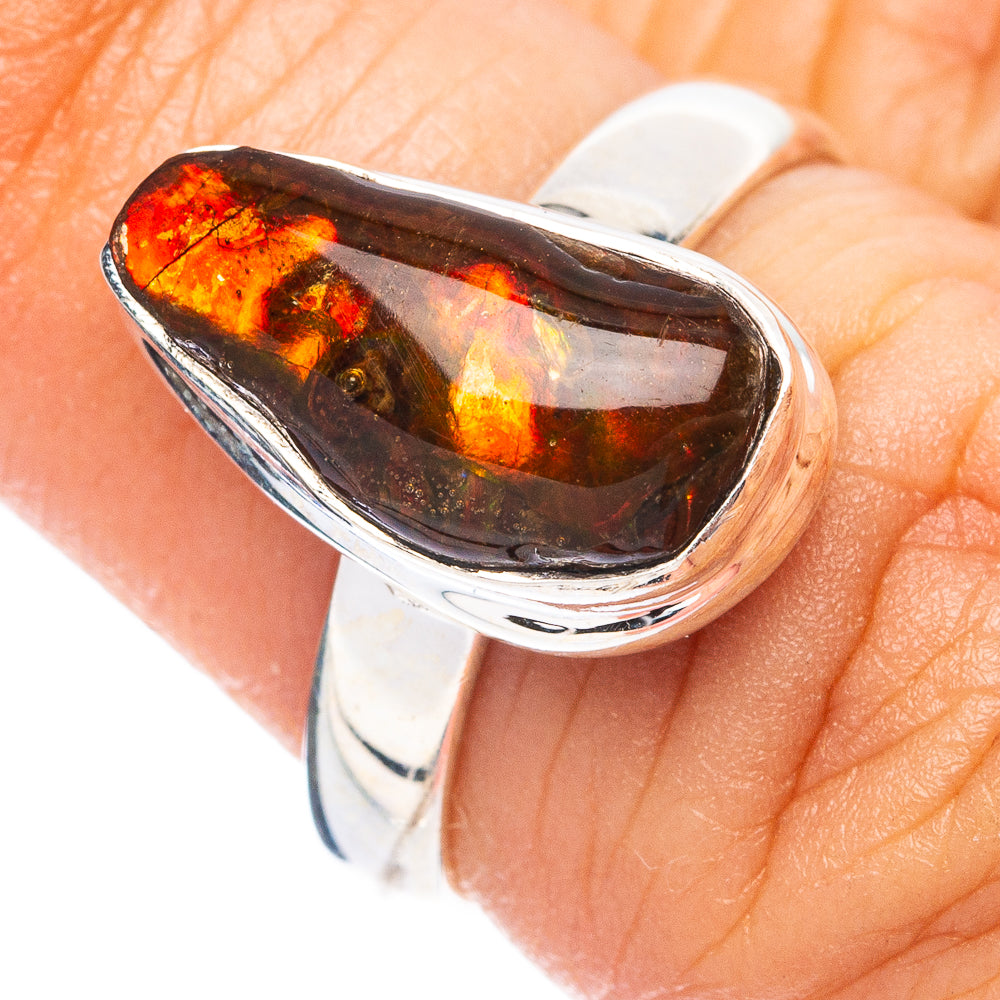 Rare Ammolite Ring Size 5.75 (925 Sterling Silver) R4963