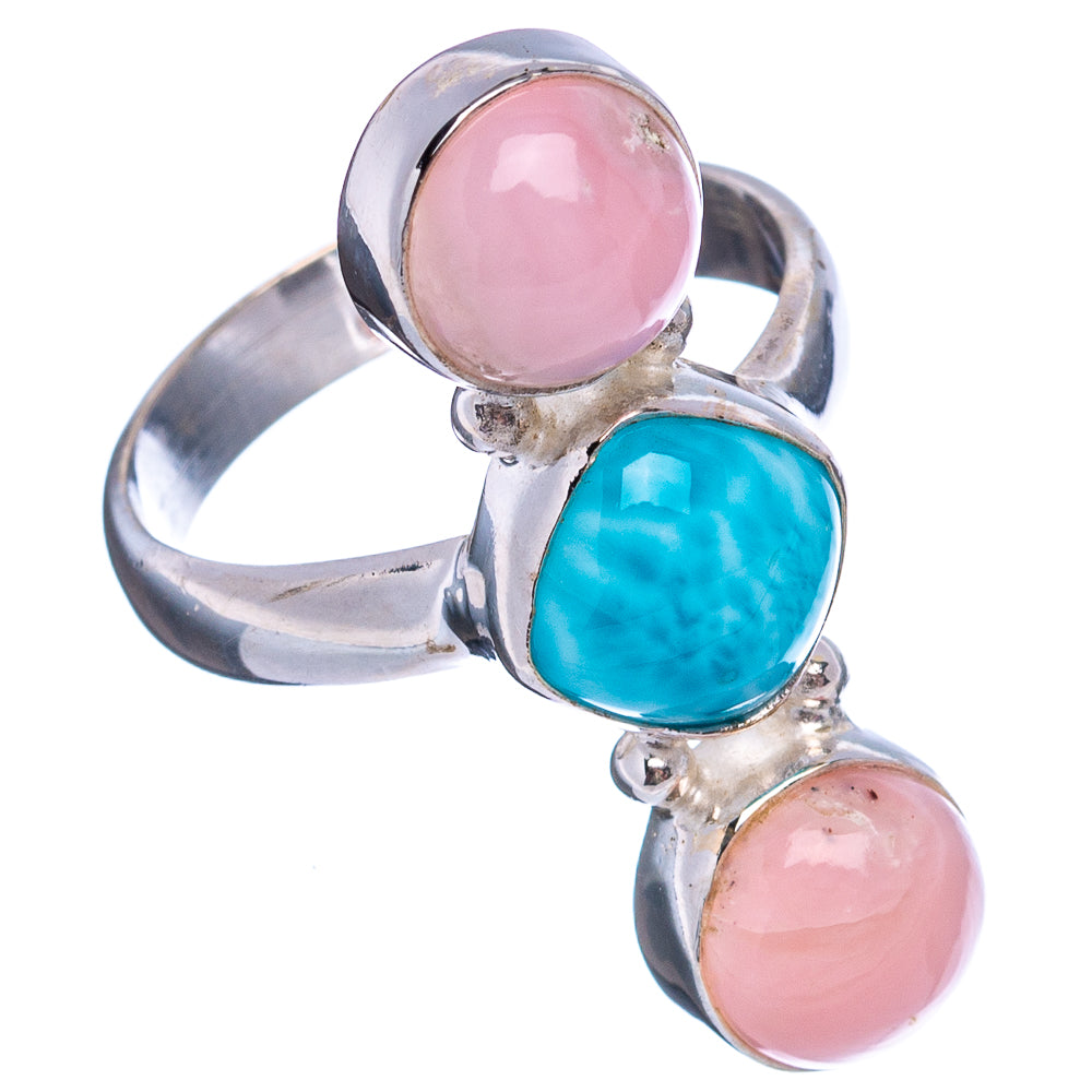 Rare Larimar, Pink Opal Ring Size 7 (.925 Sterling Silver)