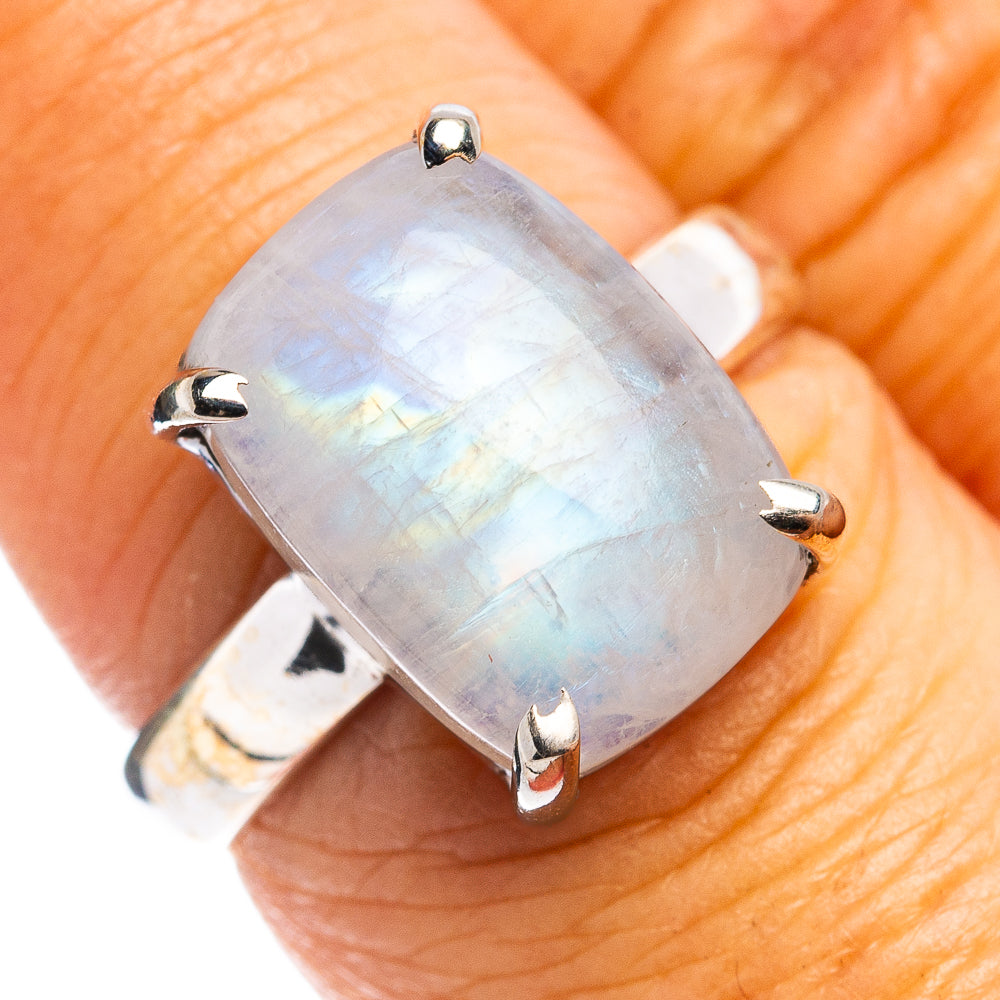 Rainbow Moonstone Ring Size 7 (.925 Sterling Silver)
