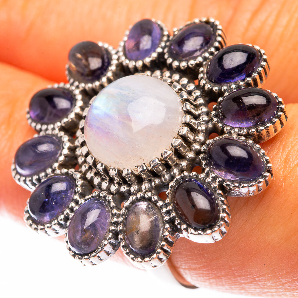 Large Rainbow Moonstone, Tanzanite Ring Size 7.25 (925 Sterling Silver) R141263