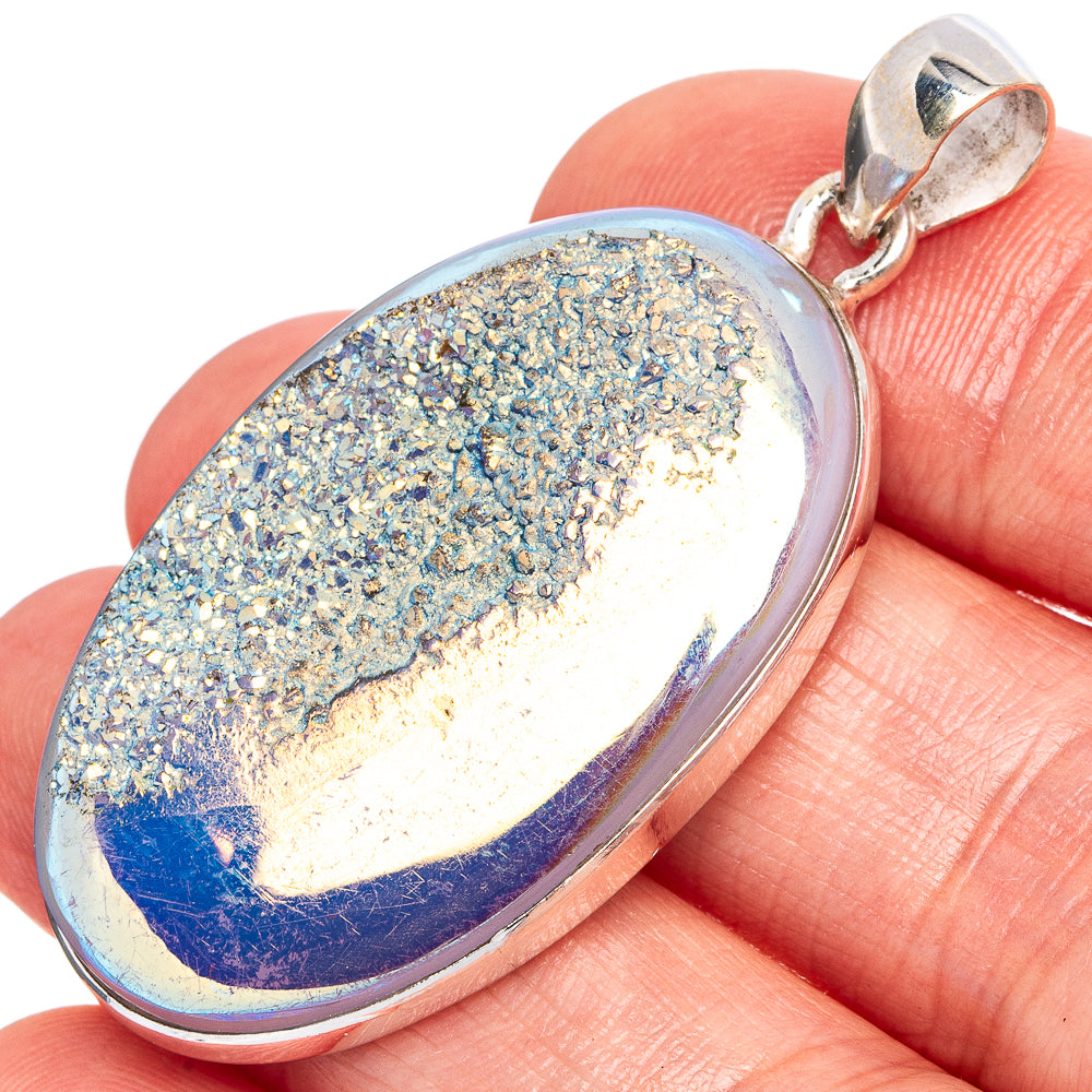 Sunshine Druzy Pendant 1 7/8" (925 Sterling Silver) P43300