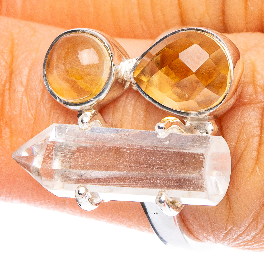 Quartz Point, Citrine 925 Sterling Silver Premium Ring Size 6.75 (925 Sterling Silver) R6542