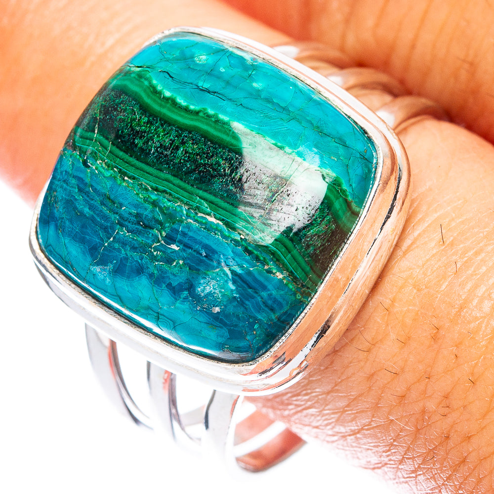 Malachite In Chrysocolla Ring Size 12.75 (925 Sterling Silver) R7367