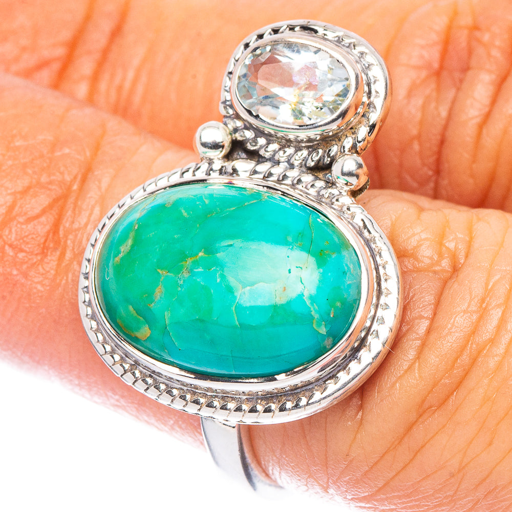Arizona Turquoise, Blue Topaz Ring Size 5.75 (925 Sterling Silver) R7165
