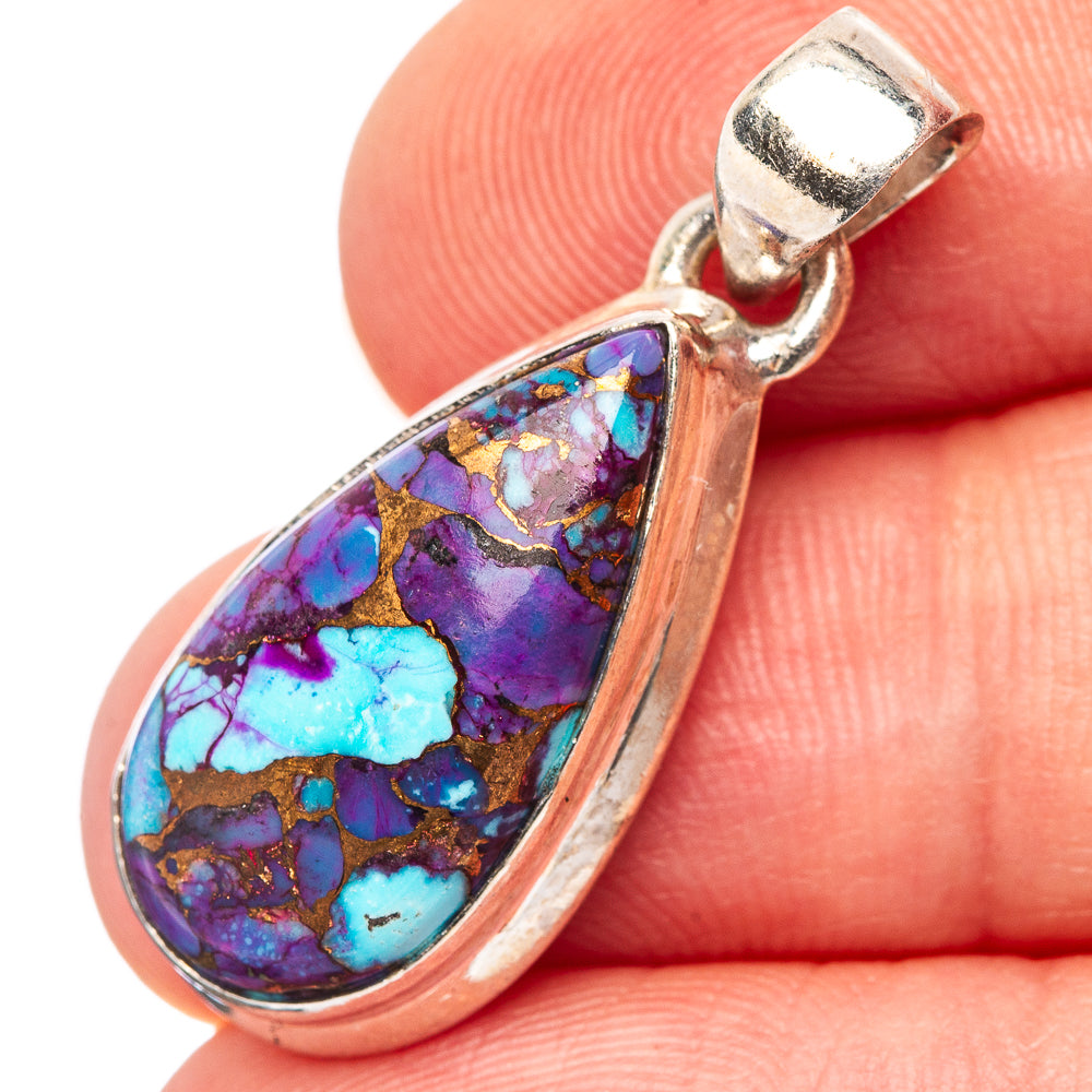 Purple Copper Turquoise Pendant 1 1/4" (.925 Sterling Silver)