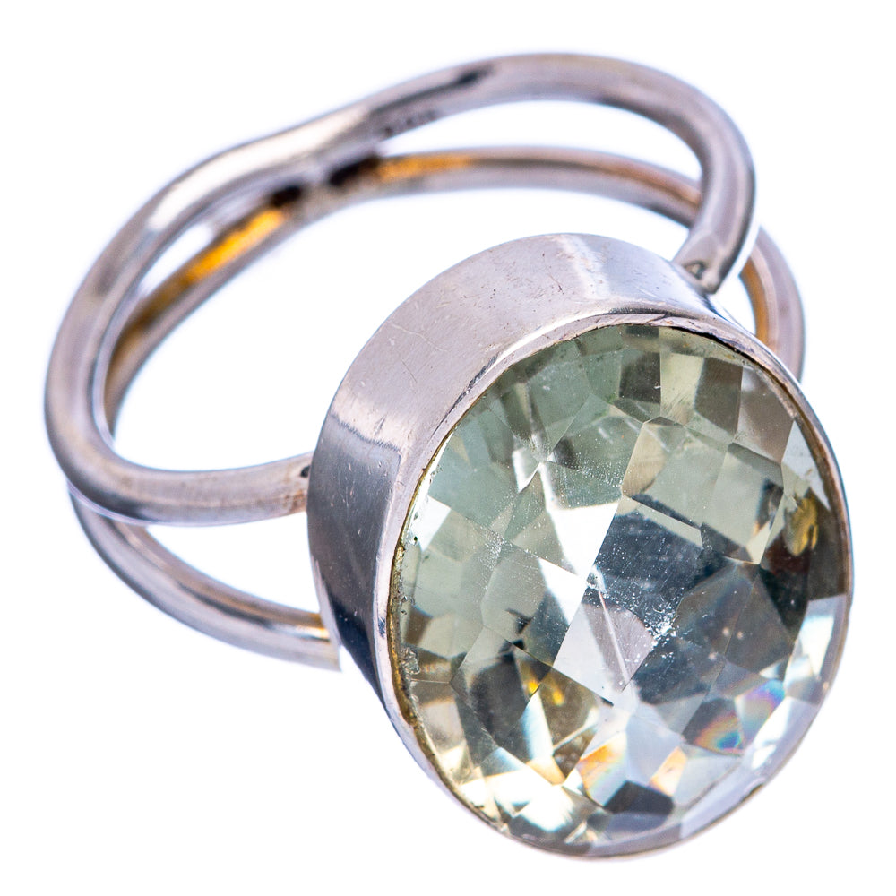Faceted Green Amethyst Ring Size 7 (925 Sterling Silver) R146546