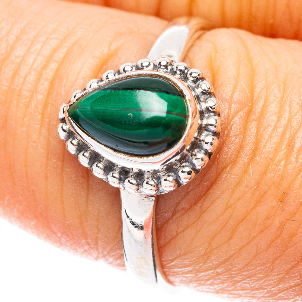 Malachite Dainty Ring Size 8 (925 Sterling Silver) R5803