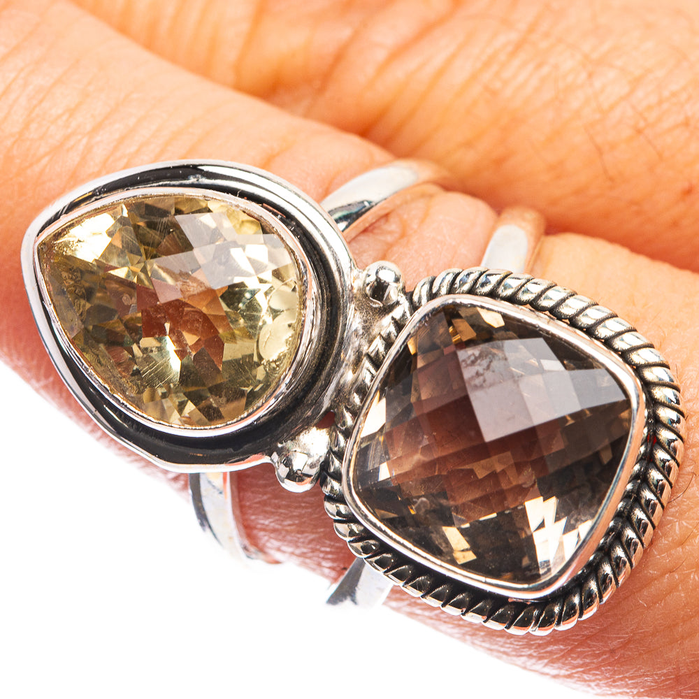 Large Smoky Quartz, Citrine Ring Size 8.25 (925 Sterling Silver) R143188