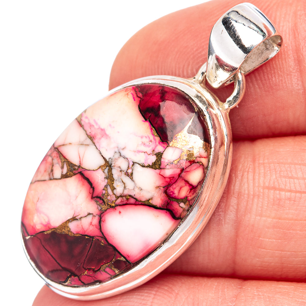 Red Dahlia Mohave Turquoise Pendant 1 1/2" (.925 Sterling Silver)