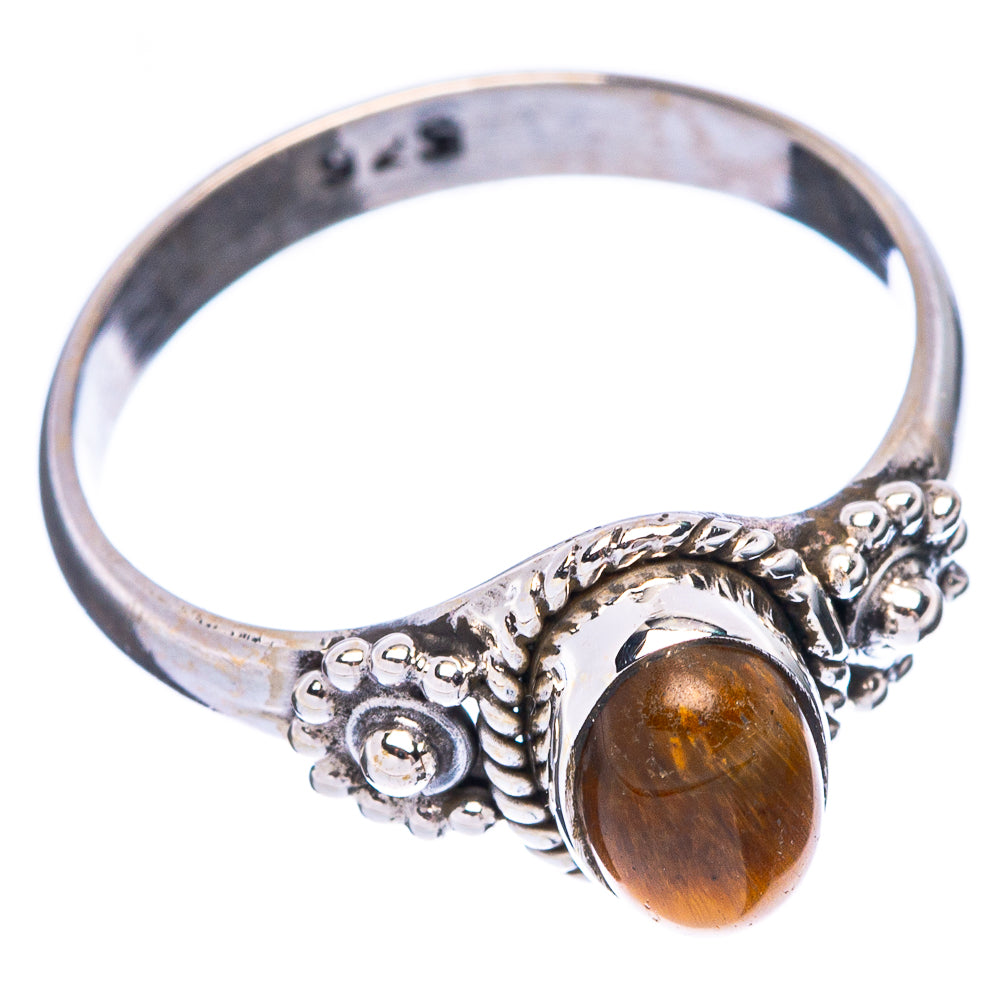 Tiger Eye Dainty Ring Size 6.75 (925 Sterling Silver) R5995