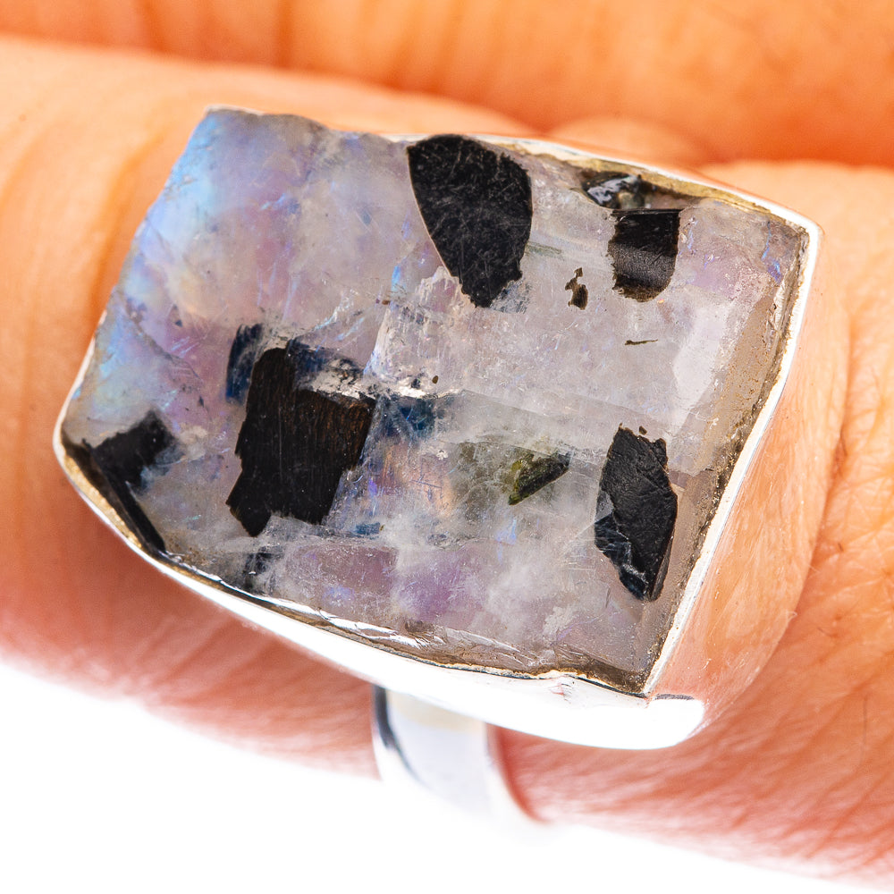 Rough Rainbow Moonstone Ring Size 8 (925 Sterling Silver) RING143394